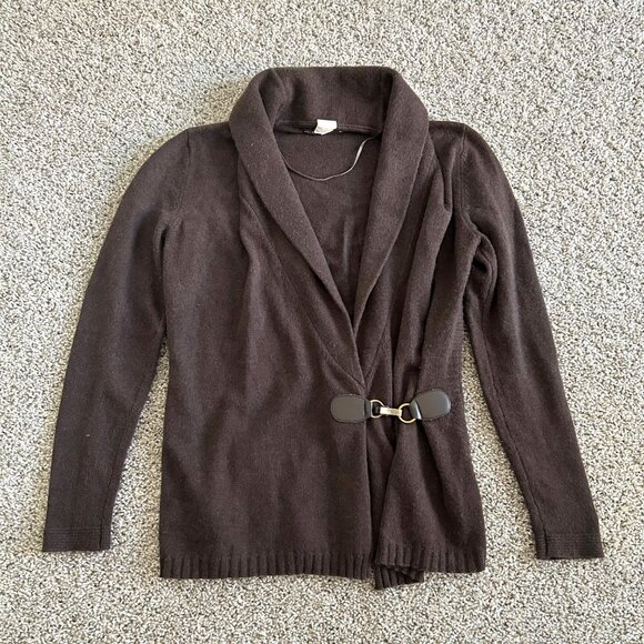 Gerard Darel Women's Size 4 Shawl Collar Cardigan Sweater Brown Wool - Picture 6 of 13